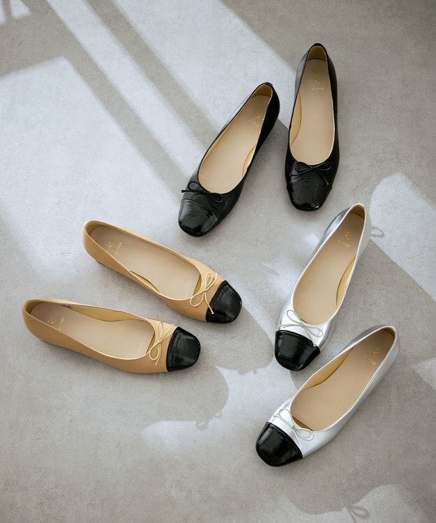 組曲 バイカラーバレエシューズ ベージュ系