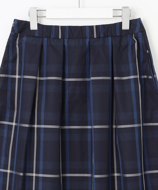 J.PRESS LADIES 【洗える】2/2綾 メモリーチェック タック スカート ネイビー系3