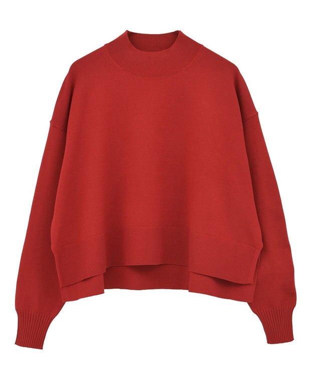 earth music&ecology 【毛玉防止 / 洗濯機洗い可】選べる丈ハイネックニット Red