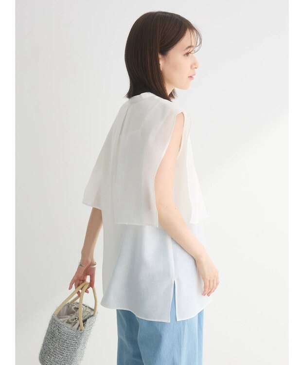 Green Parks レイヤードノースリーブブラウス Off White