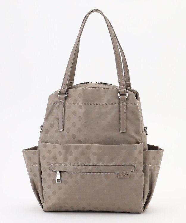 Y'SACCS ドットジャガードポーチ付きリュックサック ライトグレー