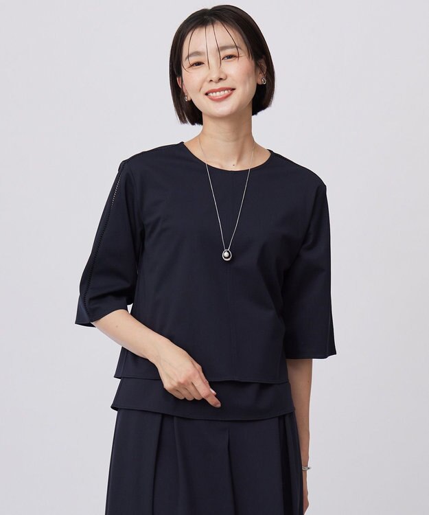 J.PRESS LADIES S 【洗える】トリコットジャージー カットソー ネイビー系