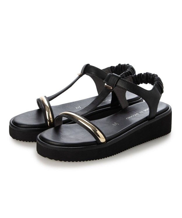 MODE ET JACOMO <MODE ET JACOMO>柔らか厚底ストラップサンダル ブラック