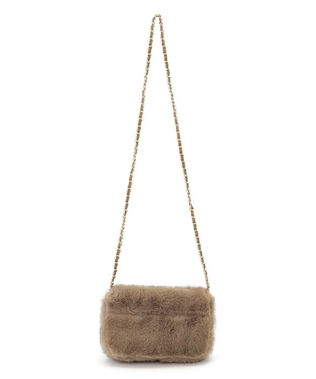 23区 フェイクファー ショルダーバッグ ベージュ系