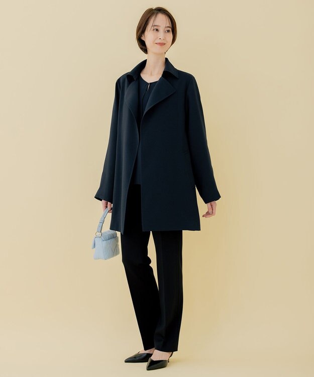 自由区 L 【洗える】WASHABLEPONTE テーパードパンツ ネイビー系