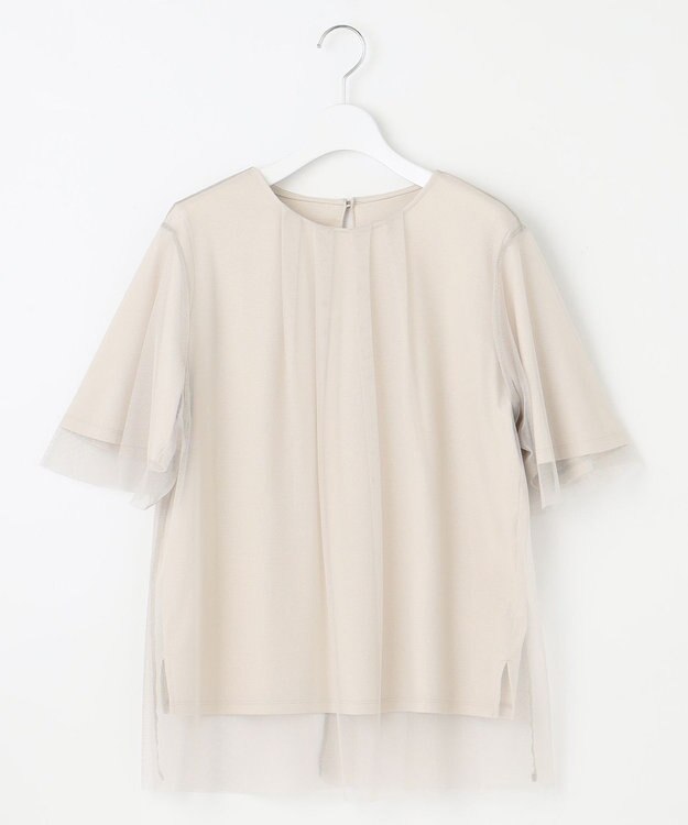 自由区 【洗える】シアーチュールプルオーバー カットソー ベージュ