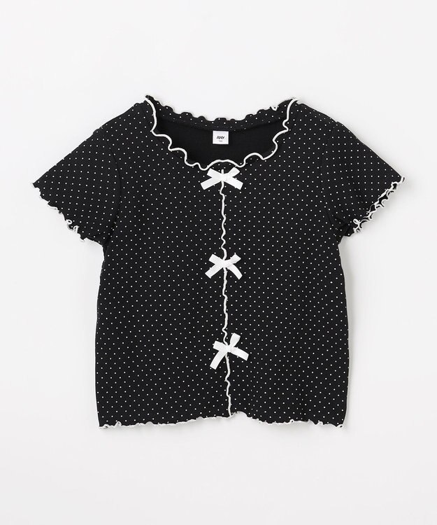 ANY KIDS 【一部店舗/WEB先行販売アイテム】ドット×リボン 半袖Tシャツ ブラック