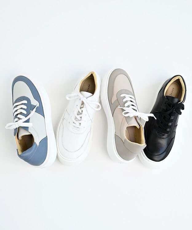 Pointer 日本製 本革軽量 大人厚底スニーカー オフホワイト