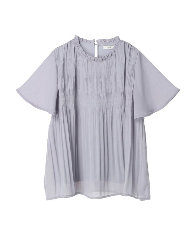 earth music&ecology マジョリカプリーツ半袖ブラウス Sax