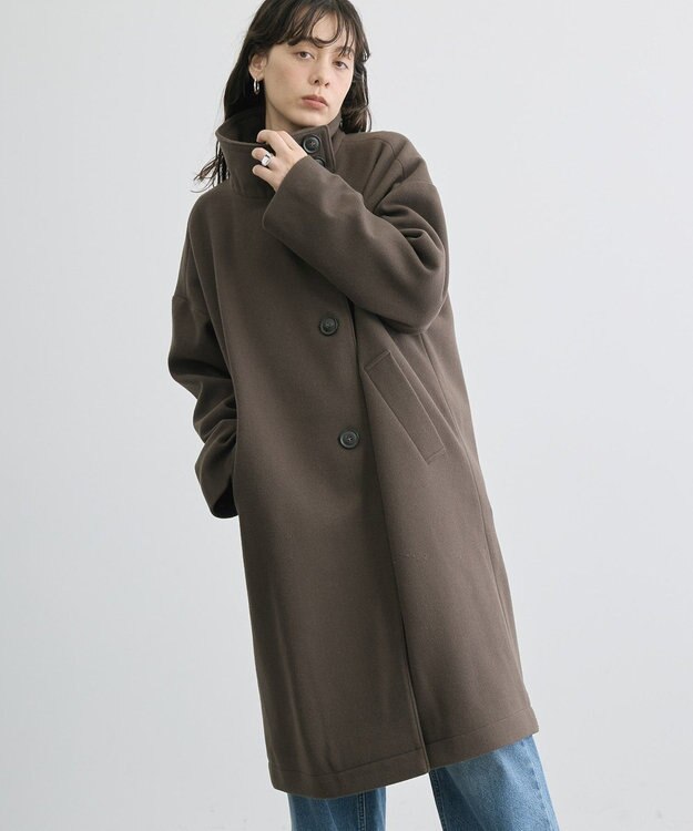 AMERICAN HOLIC リサイクル中空FIBERスタンドカラーロングコート Mocha