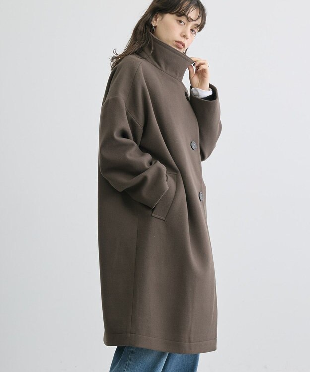 AMERICAN HOLIC リサイクル中空FIBERスタンドカラーロングコート Mocha