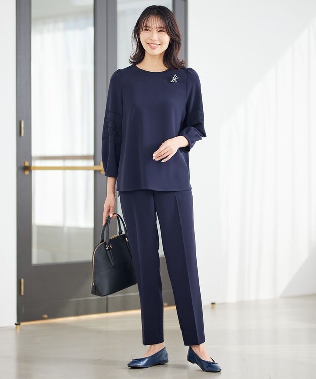 23区 コーラルパール ブローチ ネイビー系