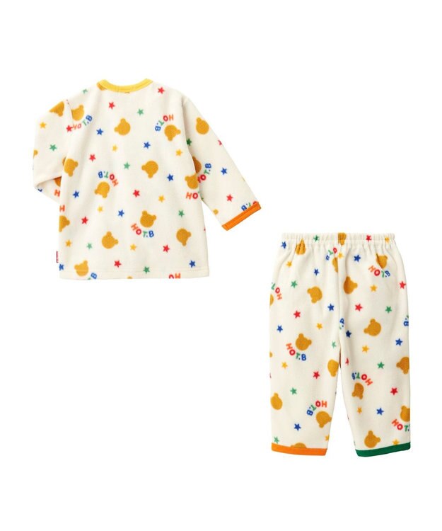 MIKI HOUSE HOT BISCUITS 【80-120cm】 カラフルパイピング フリース ルームウェア アイボリー