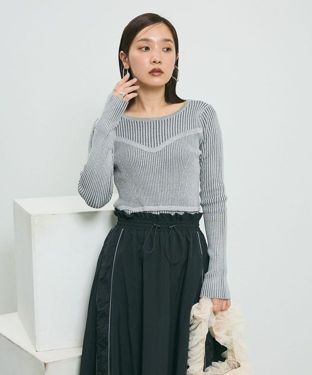 Green Parks ・ＡＮＤＳＥＡＲＣＨ　リブフェイクレイヤードニット Gray