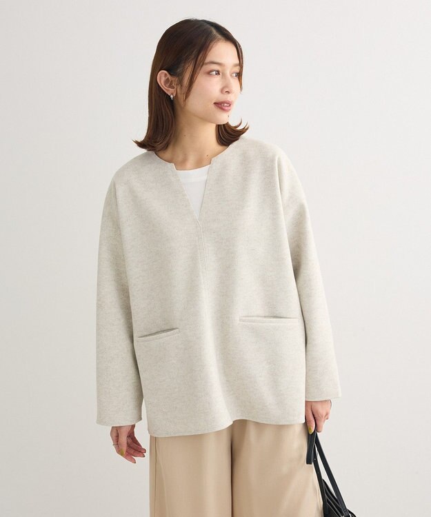 Green Parks 圧縮ポンチキーネックプルオーバー Ivory