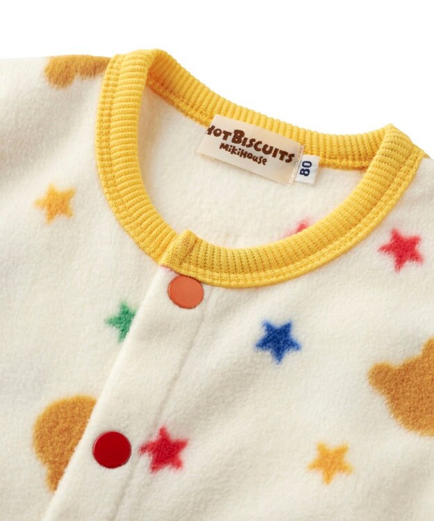 MIKI HOUSE HOT BISCUITS 【80-120cm】 カラフルパイピング フリース ルームウェア アイボリー