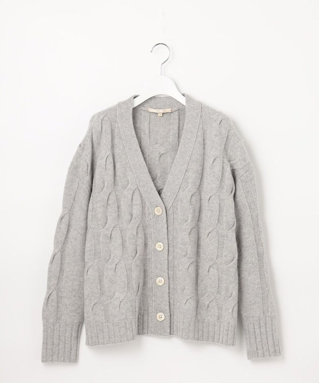 自由区 【洗える】ウールカシミヤブレンド ニットカーディガン ライトグレー系