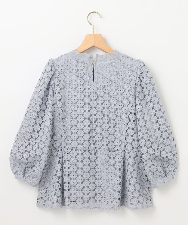 組曲 S 【WEB限定】フラワーレース ペプラムトップス スカイブルー系