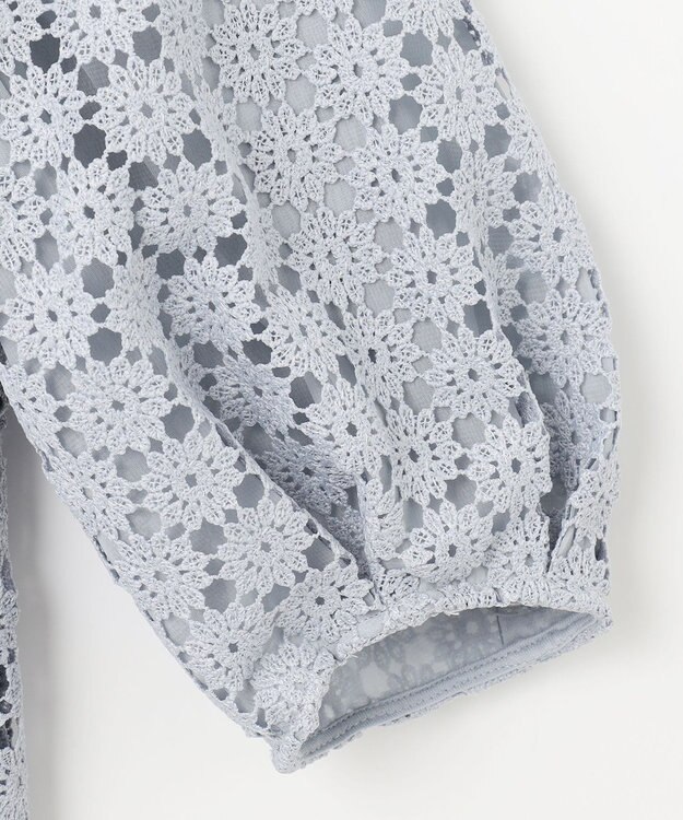 組曲 S 【WEB限定】フラワーレース ペプラムトップス スカイブルー系