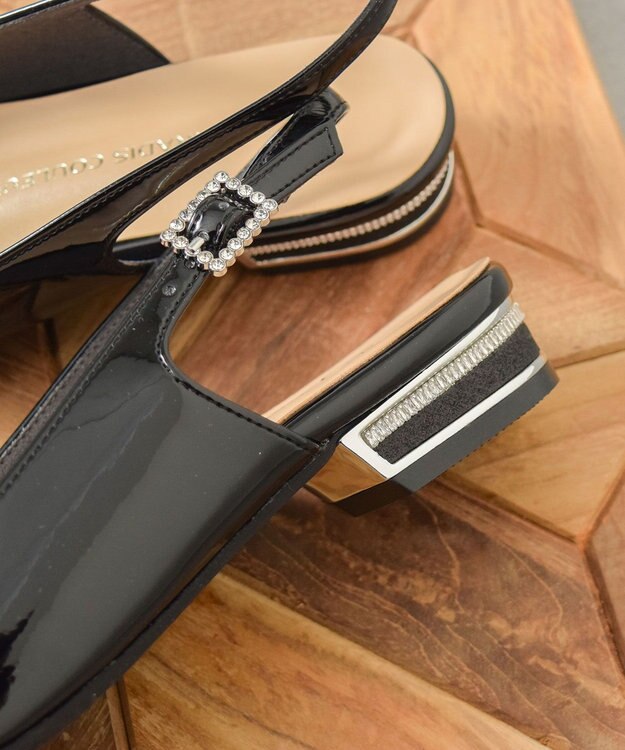 Bridget Birkin 【PARADIS COULEUR】ビジューレーンバックバンドパンプス ブラックエナメル