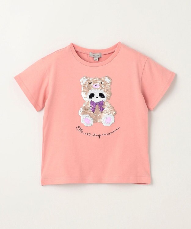 ANY KIDS ミラクルスパンコール 半袖 Tシャツ ピンク×クマ