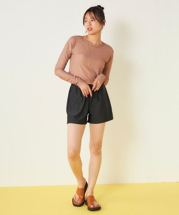 OP／FILA 【Ocean Pacific】カップ付きラッシュガード　水着3点セット ブラウン