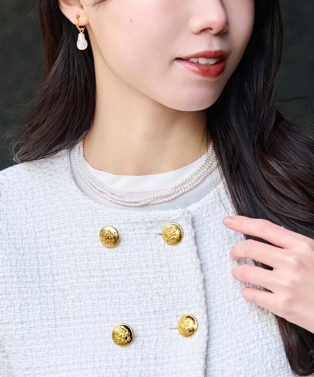 Phoebe <オンワード限定セット>3連ビーズパールネックレス×バランスバロックパールフープイヤリング ホワイト