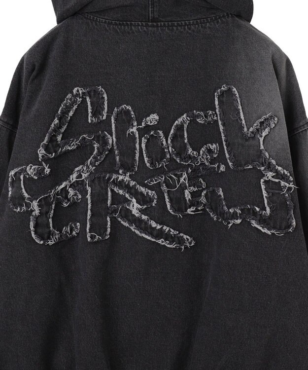 WEGO ヴィンテージウォッシュBIGフードブルゾン ブラック