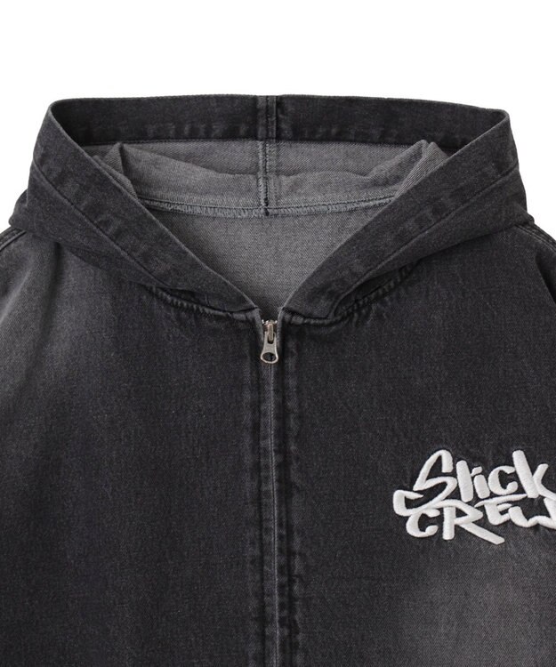 WEGO ヴィンテージウォッシュBIGフードブルゾン ブラック