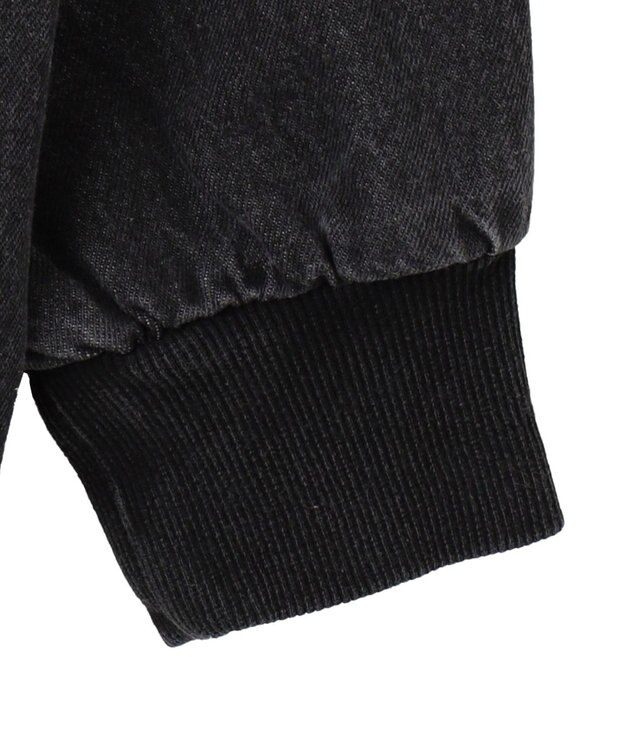 WEGO ヴィンテージウォッシュBIGフードブルゾン ブラック