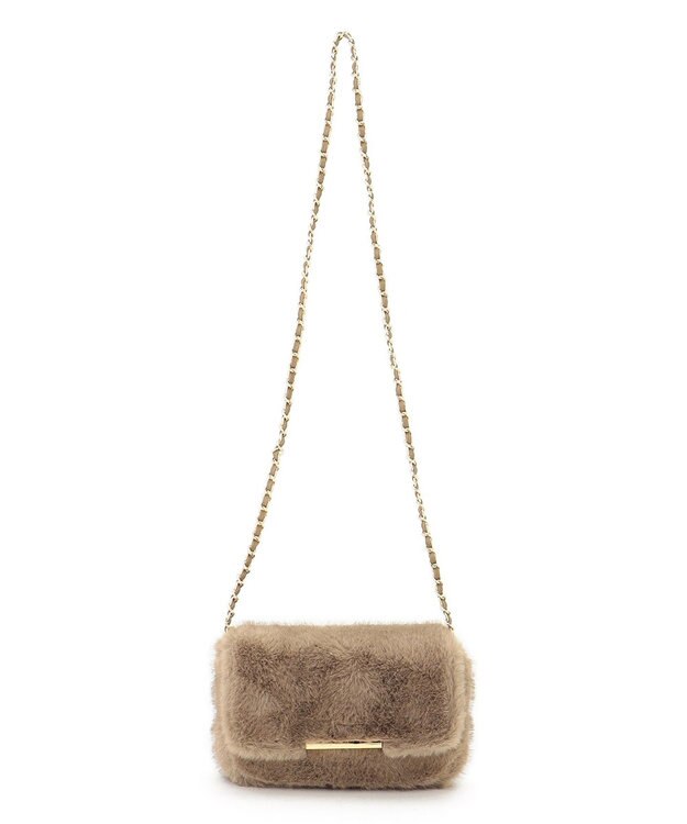 23区 フェイクファー ショルダーバッグ ベージュ系