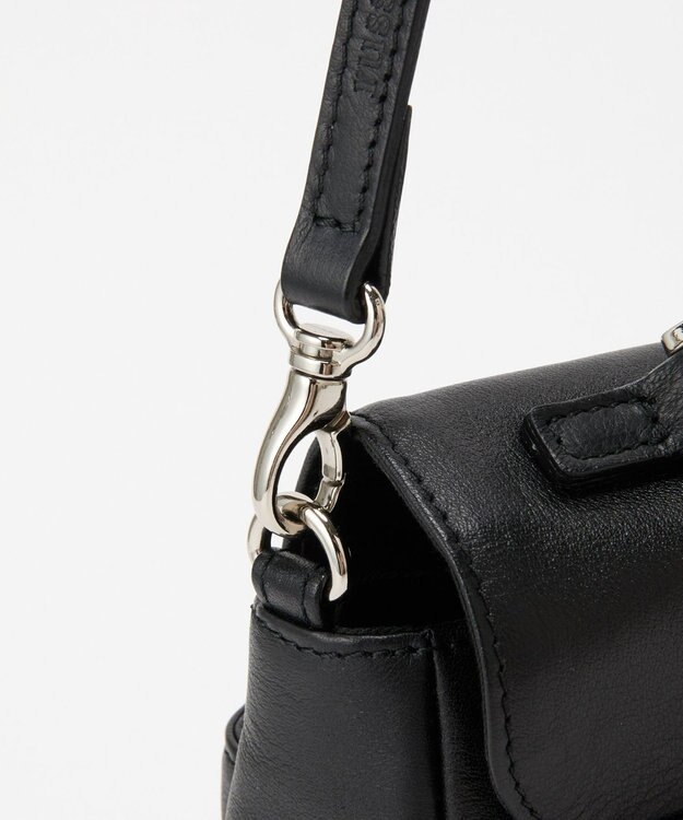 russet ソフトレザーフラップミニトートバッグ(CE-1674) Black