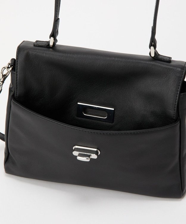 russet ソフトレザーフラップミニトートバッグ(CE-1674) Black