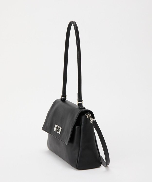 russet ソフトレザーフラップミニトートバッグ(CE-1674) Black