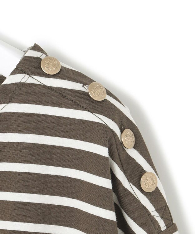 23区 S 【SLOW/一部店舗限定】ギザコットンボーダー ラウンドネックカットソー モカxオフホワイトボーダー