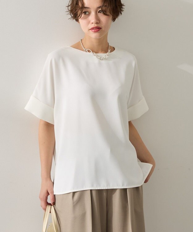 AMERICAN HOLIC イージーケア+接触冷感バックタック半袖プルオーバー Off White