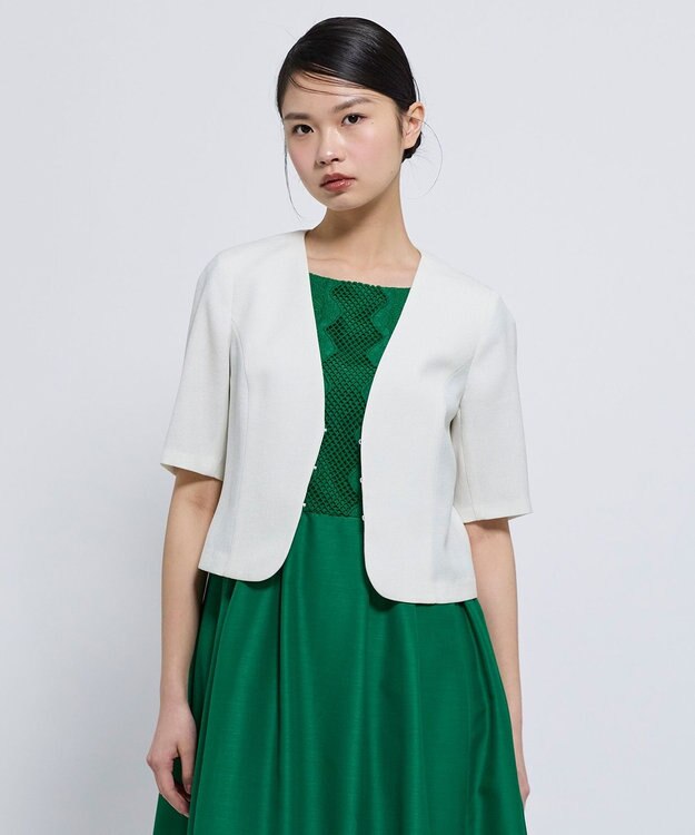 TOCCA 【松木育未さん着用】BRIGHT BREEZE 半袖ショートジャケット アイボリー系