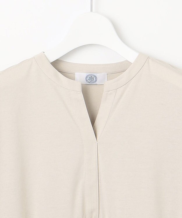 J.PRESS LADIES 【洗える】プレーティング キーネック カットソー ライトグレー系