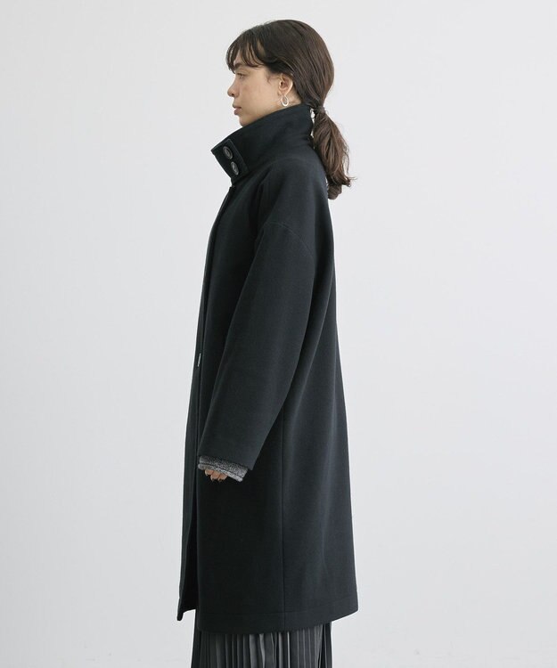AMERICAN HOLIC リサイクル中空FIBERスタンドカラーロングコート Black