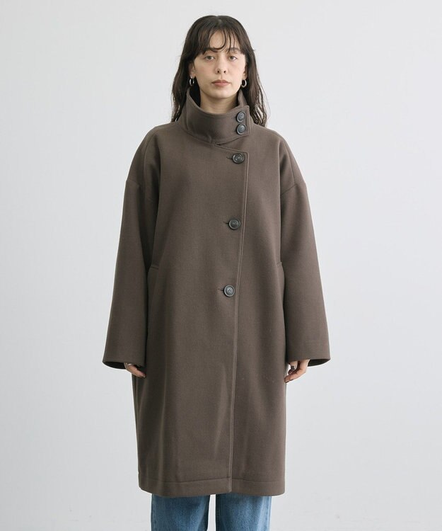 AMERICAN HOLIC リサイクル中空FIBERスタンドカラーロングコート Mocha
