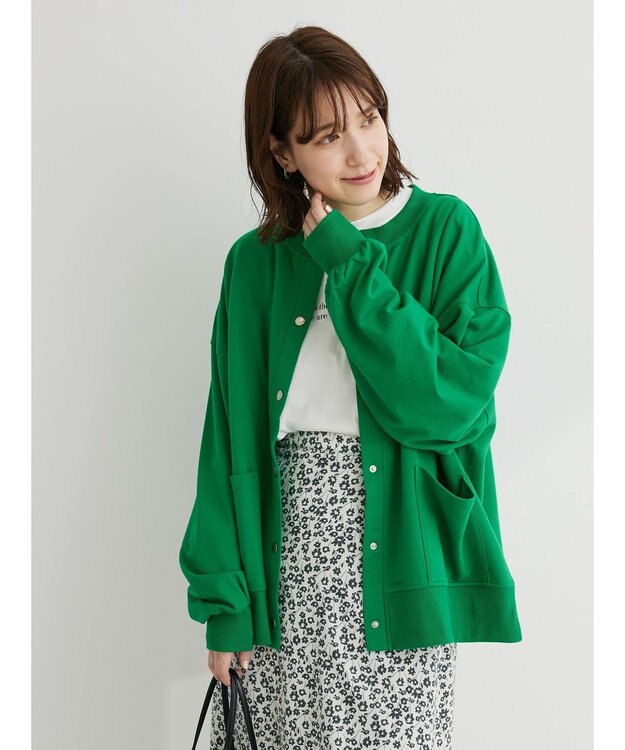 Green Parks ミニ裏毛オーバーサイズカーディガン Green