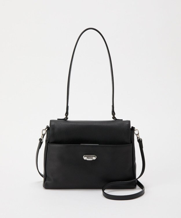 russet ソフトレザーフラップミニトートバッグ(CE-1674) Black