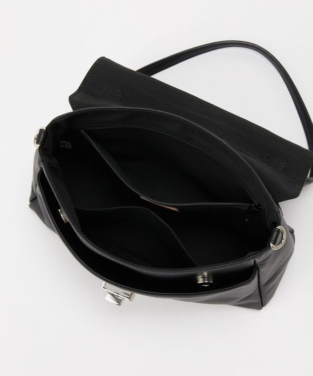 russet ソフトレザーフラップミニトートバッグ(CE-1674) Black