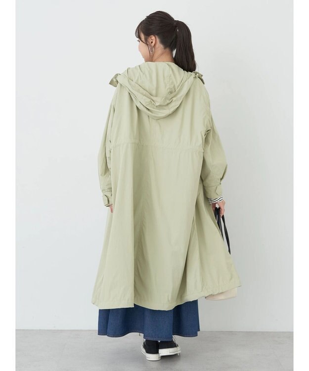 earth music&ecology テックフードロングコート Light Khaki