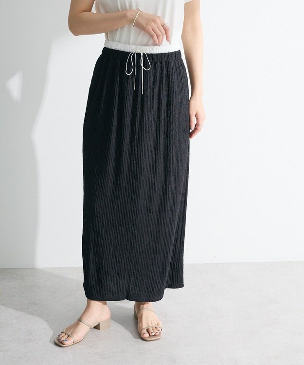 Green Parks ダブルウエストレイヤードイージーナロースカート Charcoal Gray