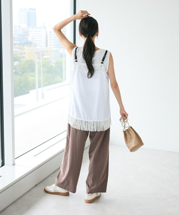 CRAFT STANDARD BOUTIQUE レース切替フリンジビスチェ White