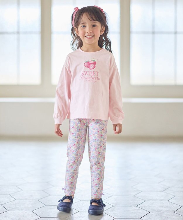ANY KIDS 【Strawberry Collection】アートプリント 長袖Tシャツ ピンク