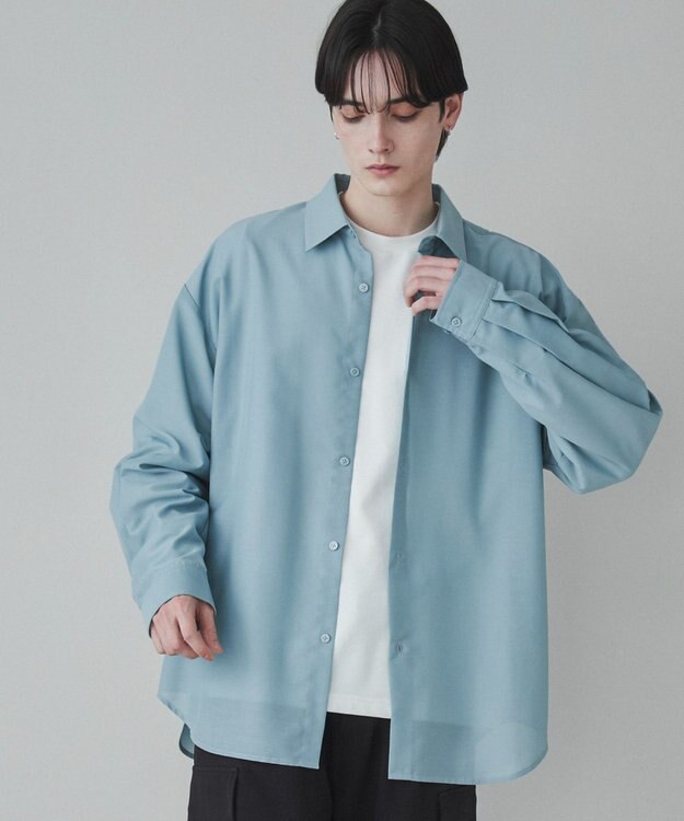 WEGO 【ユニセックス着用ITEM/SMLサイズ展開/冷房対策/紫外線対策】シアーBIGシャツ グリーン