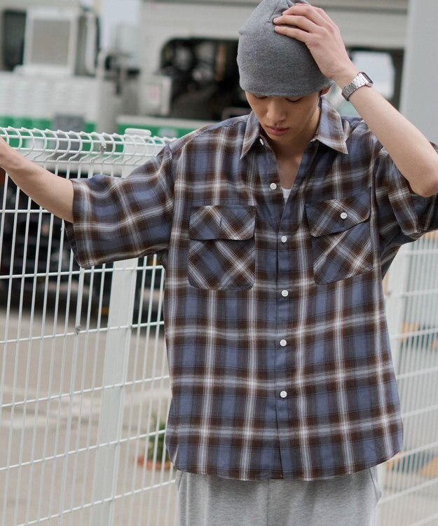 WEGO オンブレチェックシャツ（SS） 柄4