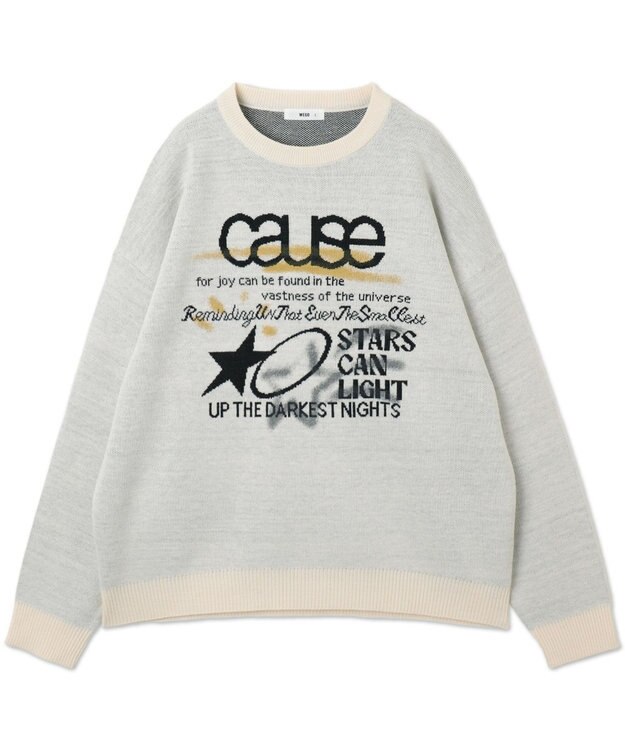 WEGO スプレーグラフィックニットプルオーバー オフホワイト